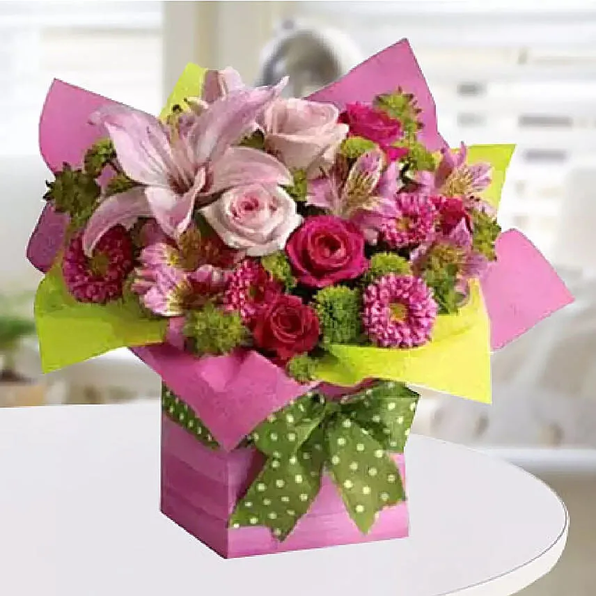 Mixed Flower Arrangement and Teddy Combo