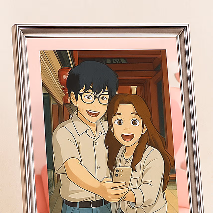 Personalised Ghibli Style Love You Forever Frame
