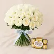 White Roses Bunch and Ferrero Rocher