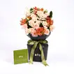Elegant Peach Roses and Lisianthus Flower Arrangement in Black Gift Box