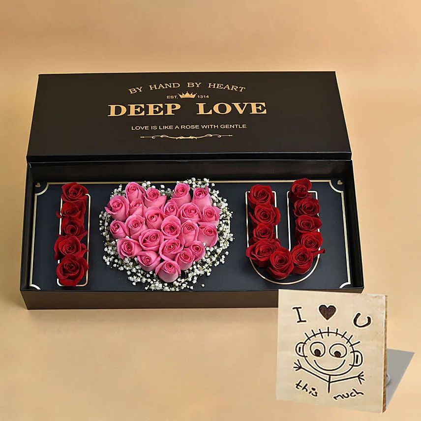 I Love You Floral Arrangement With Table Top For Valentine