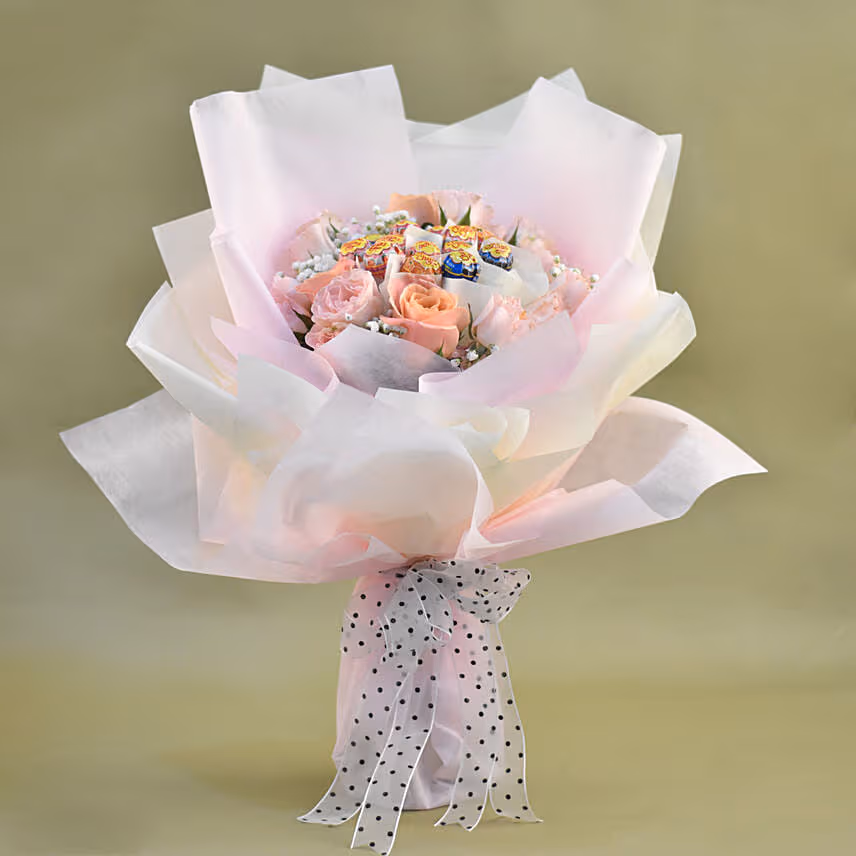 Pink Spray Roses & Chupa Chups Bouquet
