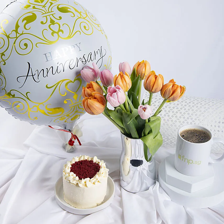 Vibrant Tulips Anniversary Wishes Bundle