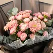 Elegant Pink Floral Bouquet in Luxe Black Wrap - Bouquet