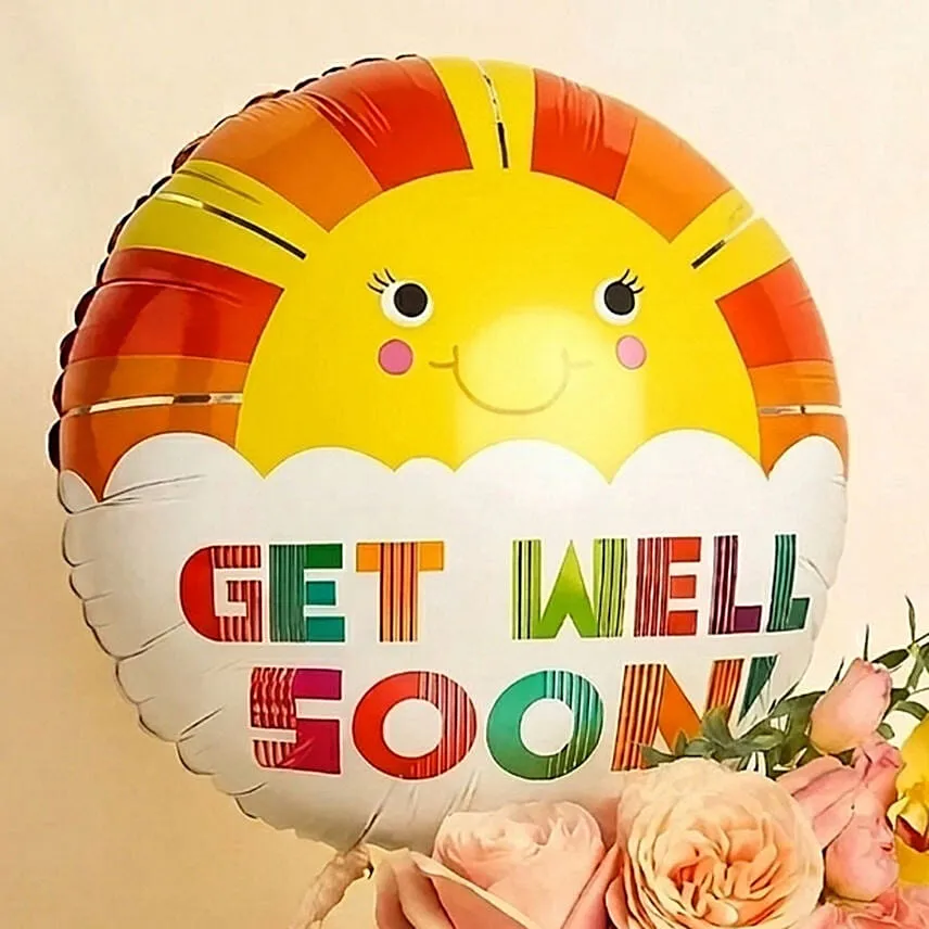 Get Well Soon Flowers & Balloon