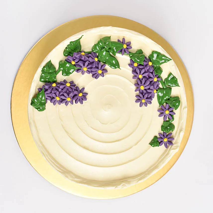 Purple Aster Flowers Vanilla Cake One Kg
