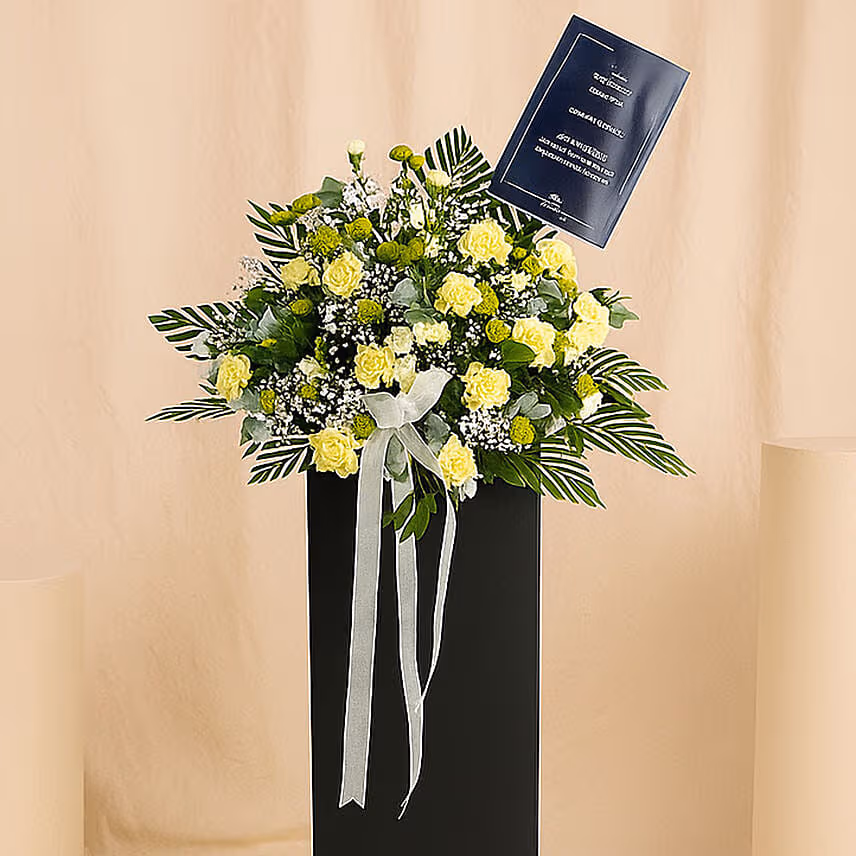 Bless Your Soul Condolence Mixed Flowers Black Stand