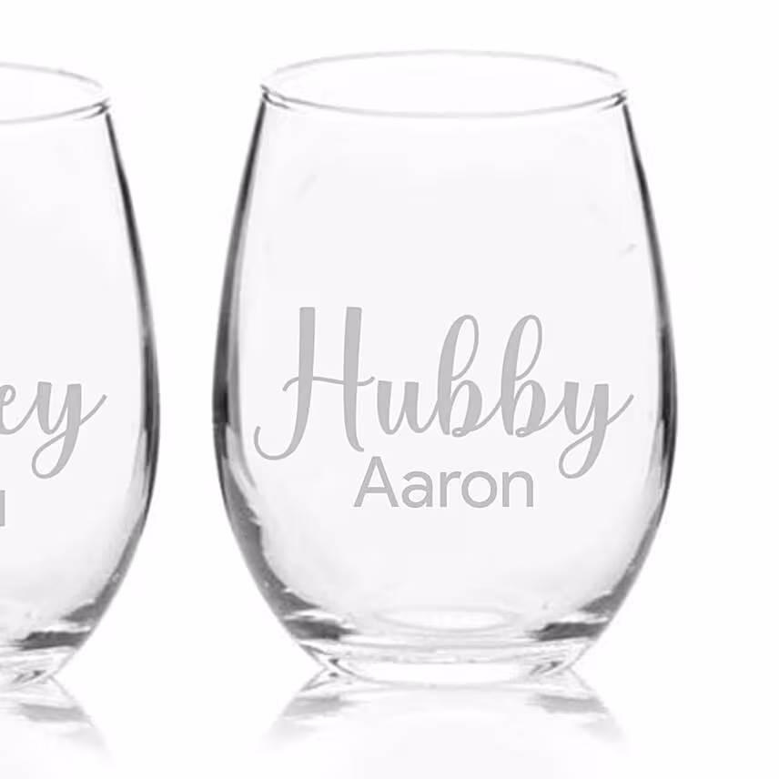 Set of Two Engraved Medium Glasses