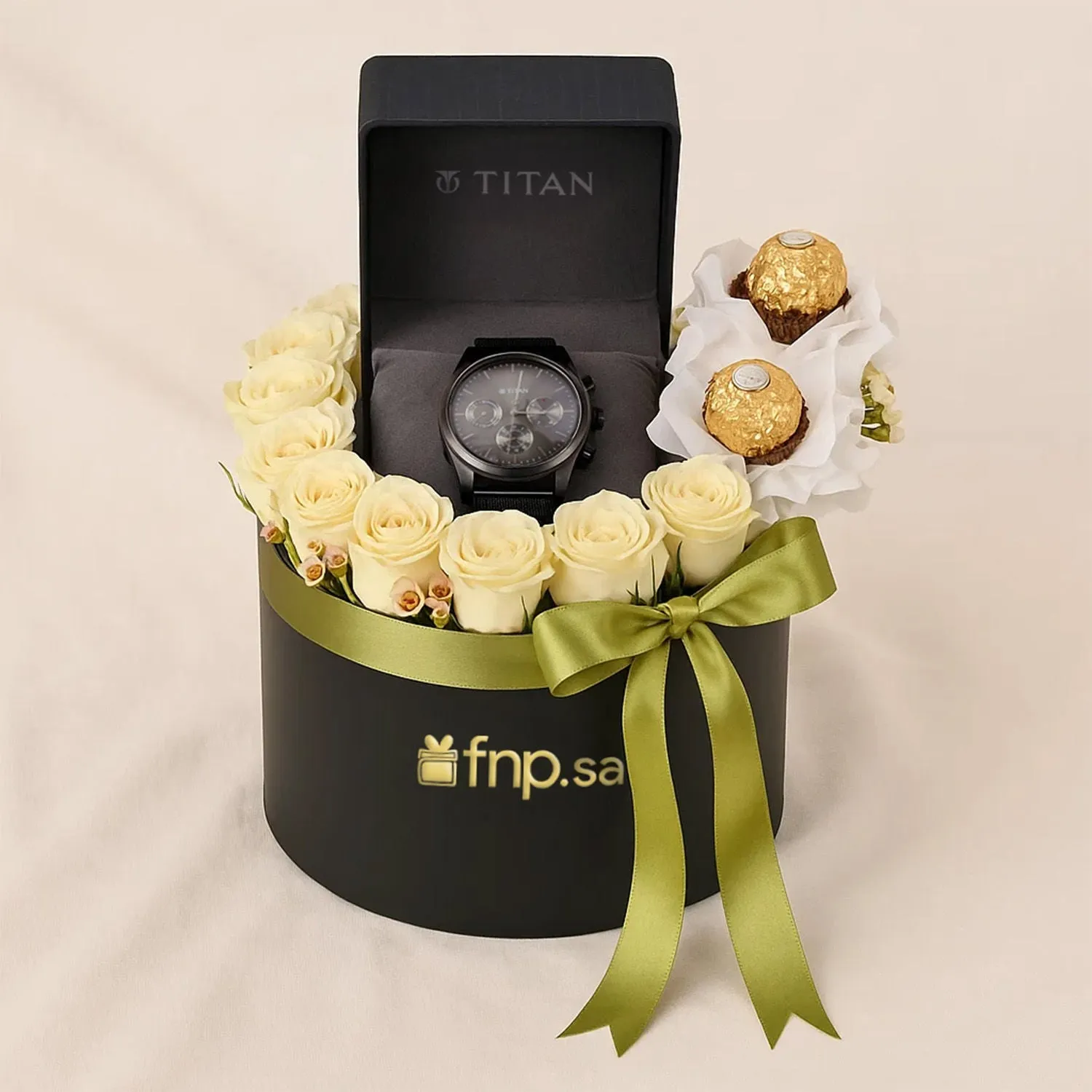 Titan Men's Watch With Rose Box n Chocolates