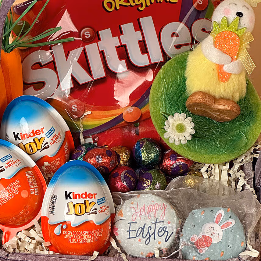 Cute Chocolate Gift Basket With Bunny For Easter
