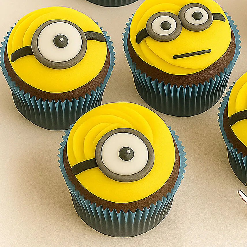 Minion Theme Chocolate Cupcakes 6 Pcs