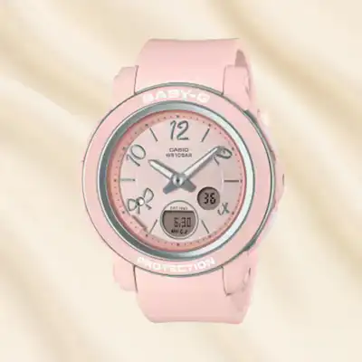Elegant Casio Baby-G Ladies Analog-Digital Watch in Soft Pink