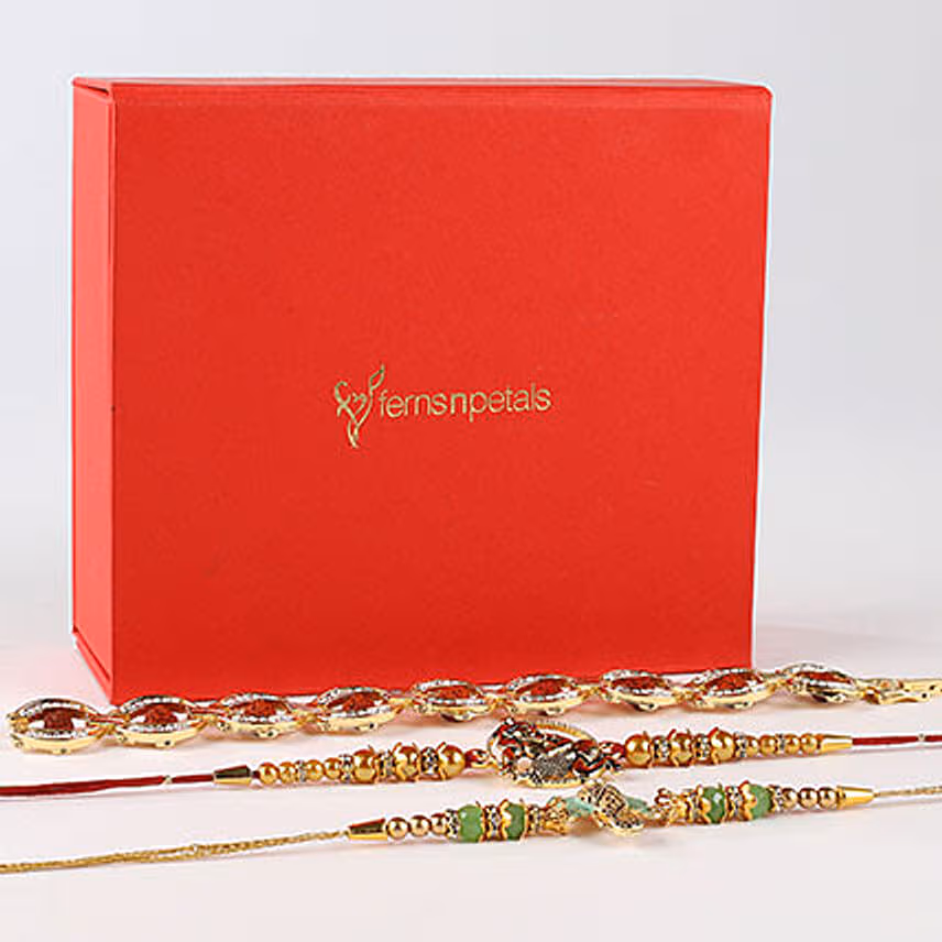 Glittering Set of Three Rakhis