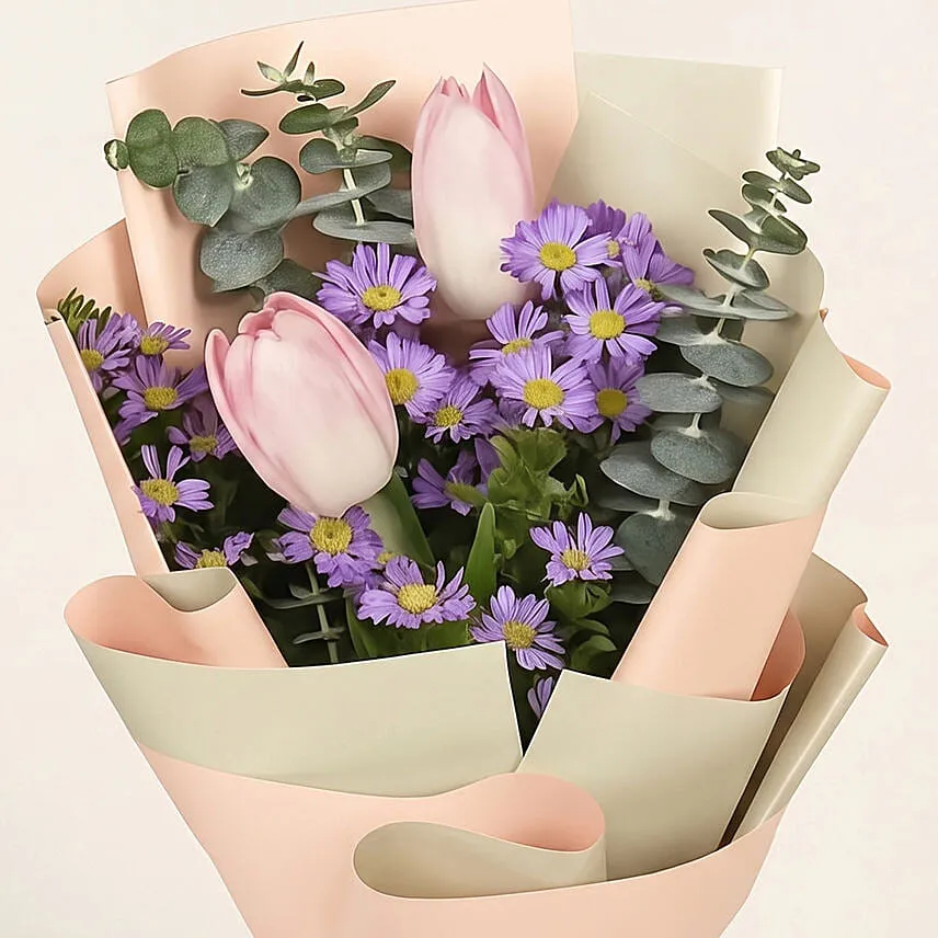 Pink Ribbon Strength Tulips Bouquet