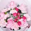 Deluxe Baby Girl Celebration Set: Pink Roses, Carnations, Chocolate Box & Balloon