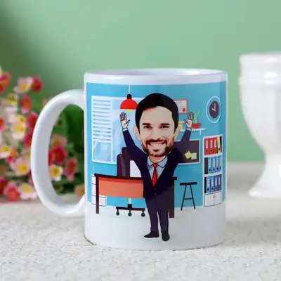 Customizable Office Caricature Mug for Men - Unique Personalized Gift