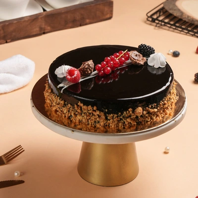 Decadent Crunchy Hazelnut Cake with Rich Chocolate Glaze - 4 Portion