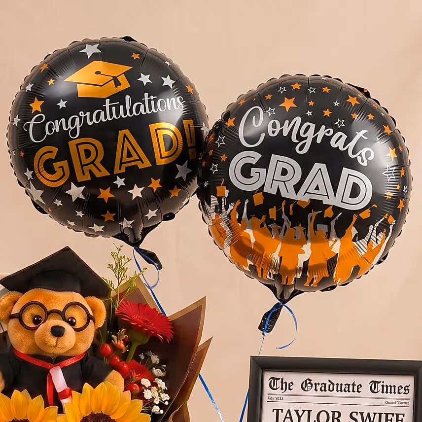 Graduation News Flash Photo Frame & Flowers