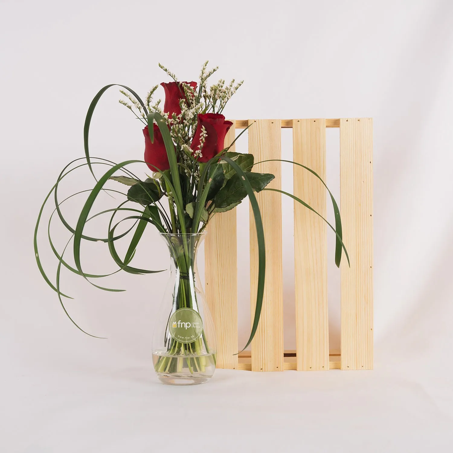 Red Roses & Limonium Arrangement