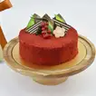 Elegant Red Velvet Cake with a Bouquet of 3 Red Roses