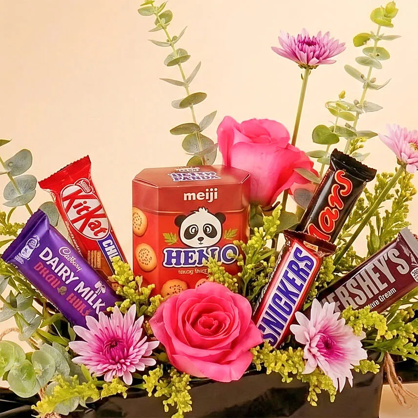 Chocolates and Flowers Gift Combo