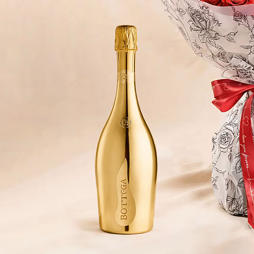 Valentine's Special 50 Roses Bouquets with Bottega Wine Gift
