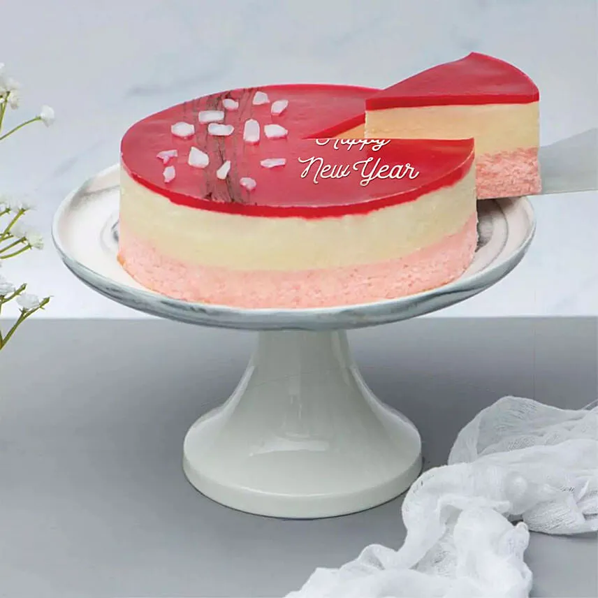 Happy New Year Fresh Raspberry Lychee Rose Cake