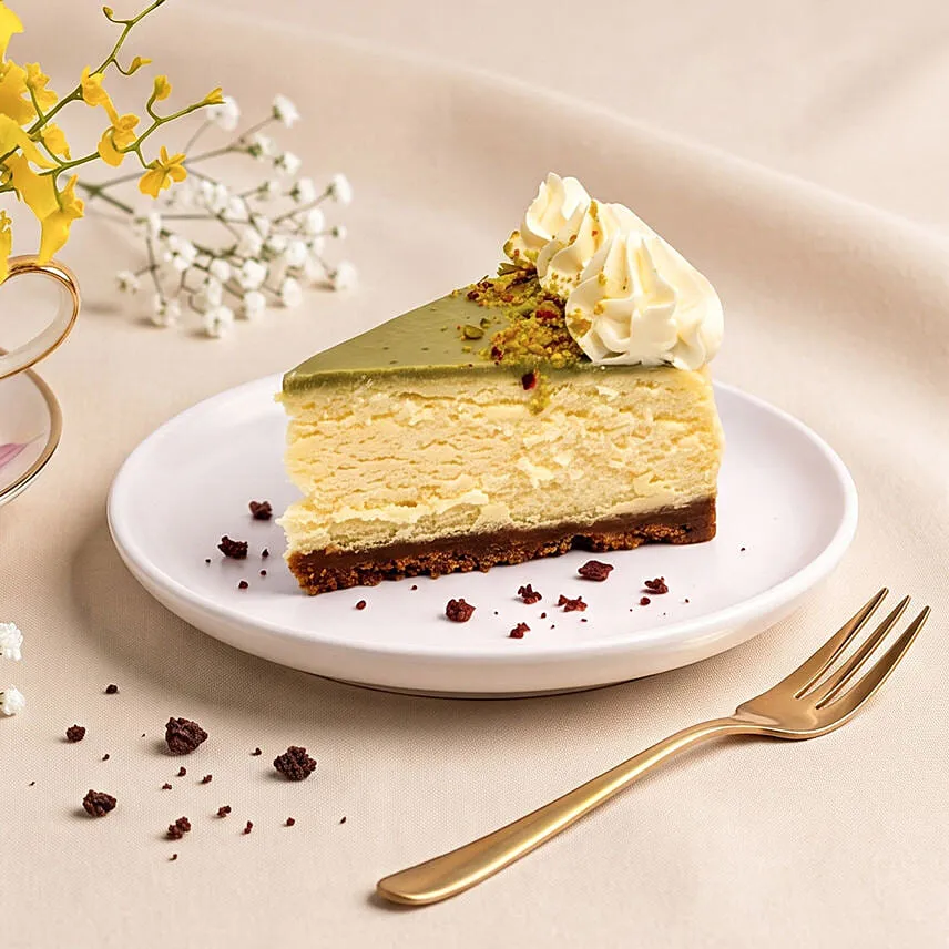 Sunny Teacup Flower Arrangement & Cheesecake Slice