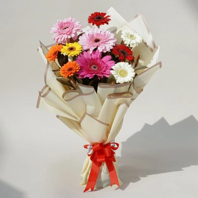Vibrant Gerbera Sherbet Bouquet - Multicolored Elegance