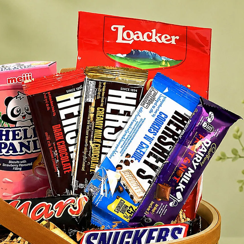 Choco Loaded Wooden Gift Basket