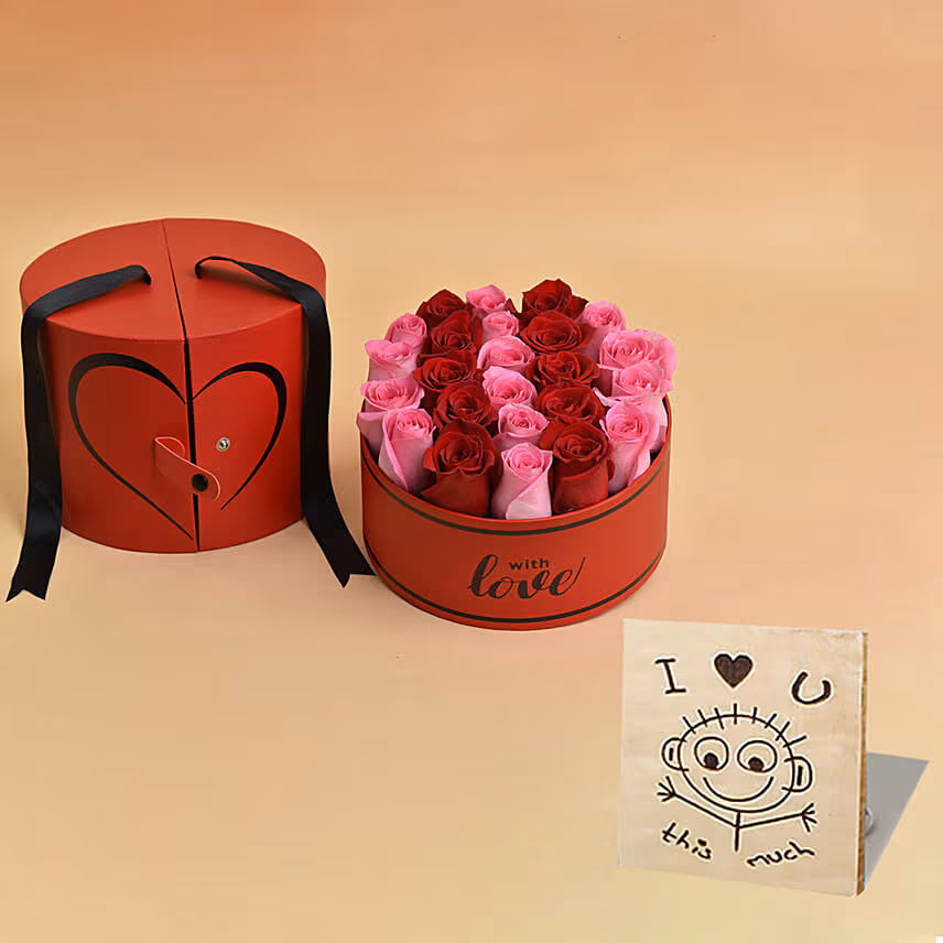 Roses Love Box For Valentine With Table Top