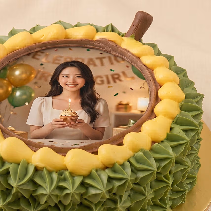 Chocolate Musang King Durian Photo Cake
