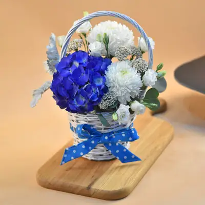 Beautiful Mixed Flowers Round Basket