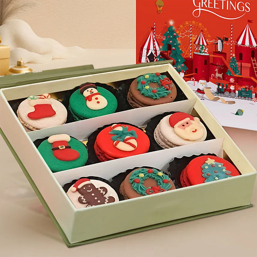 Christmas Macarons Box 9 pcs
