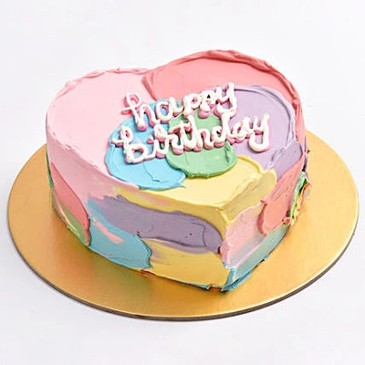 Rainbow Love Heart-Shaped Chocolate Birthday Cake