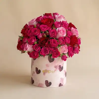 Exquisite Valentine's Floral Symphony in Heart Box