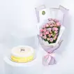 احتفال عيد الأضحى: كعكة الفانيليا الحمراء مع باقة الأزهار الأنيقة