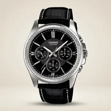 Casio Enticer Multifunction Men's Leather Watch with Date & Day Display