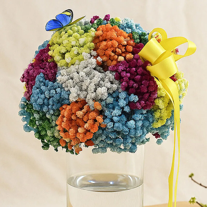 Colourful Baby Breath Cylindrical Vase