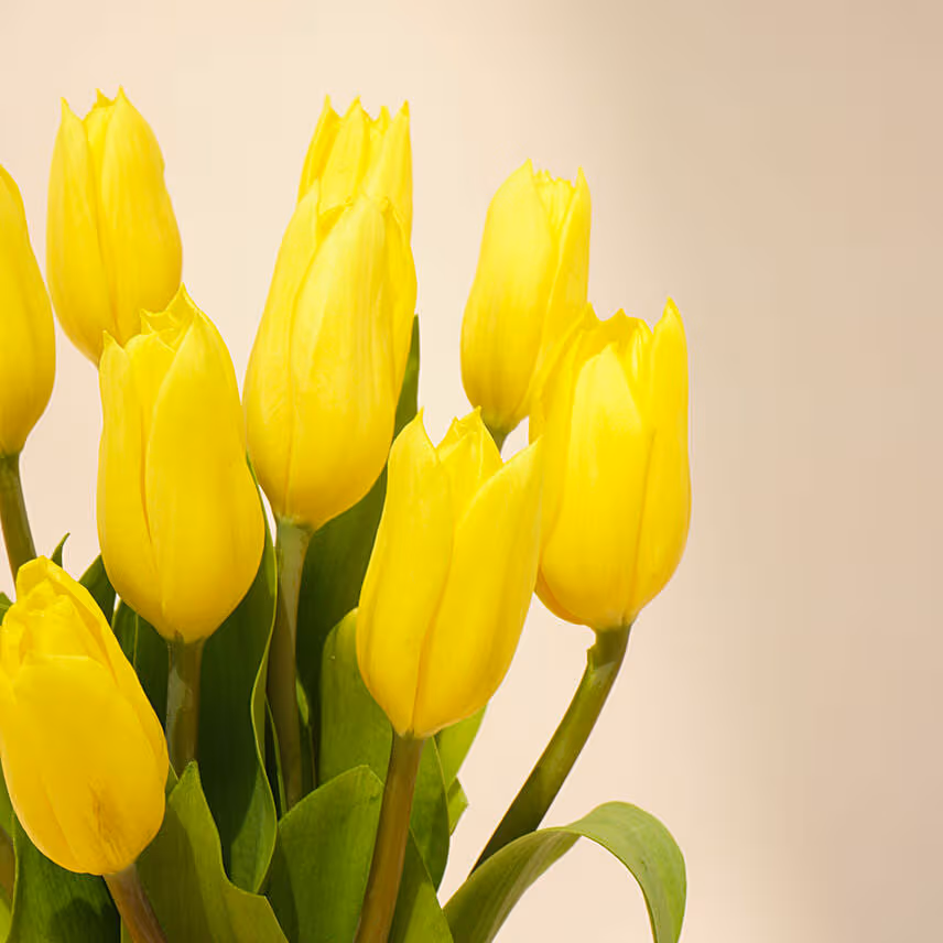 Yellow Tulips Glass Vase