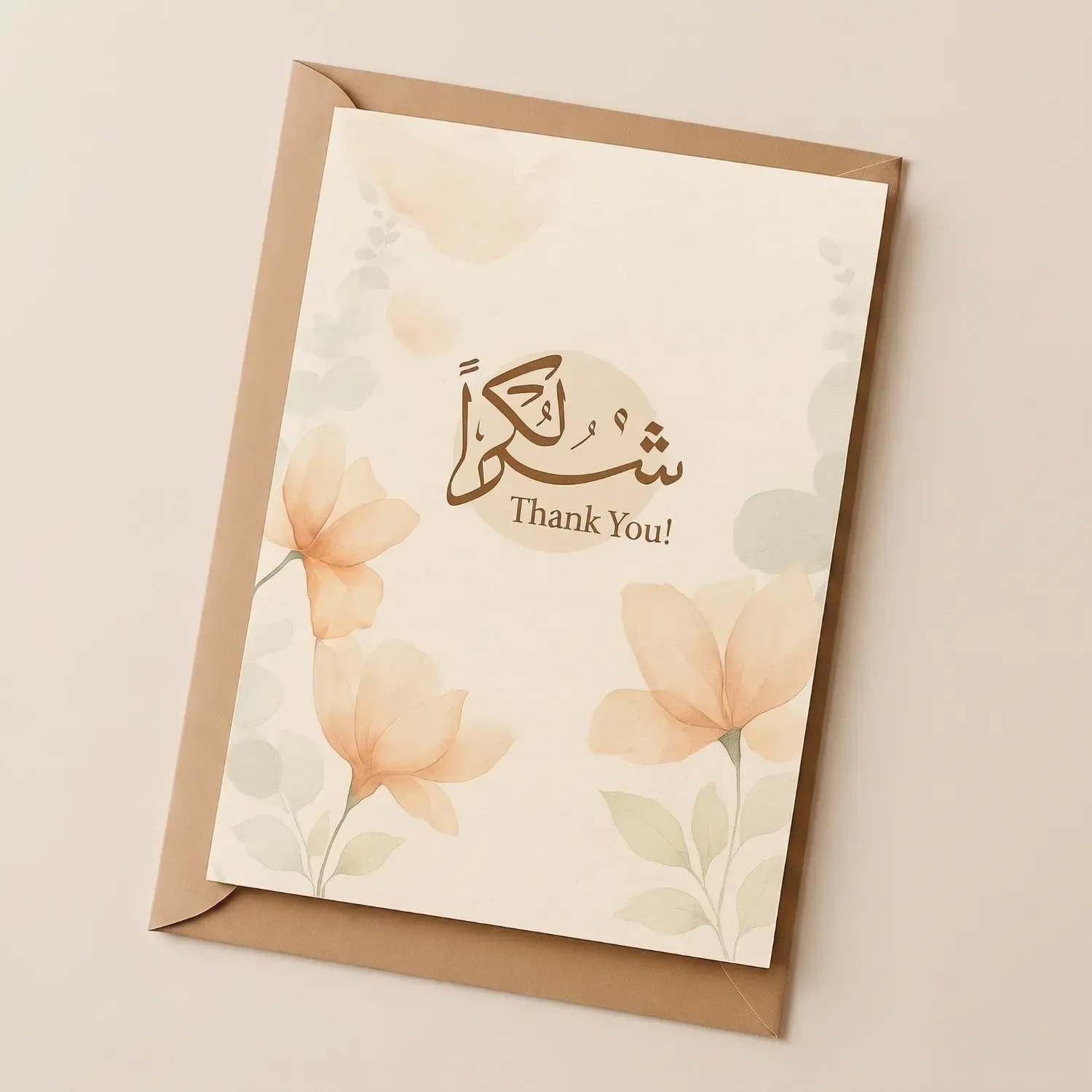 بطاقة شكر أنيقة بزخارف زهرية