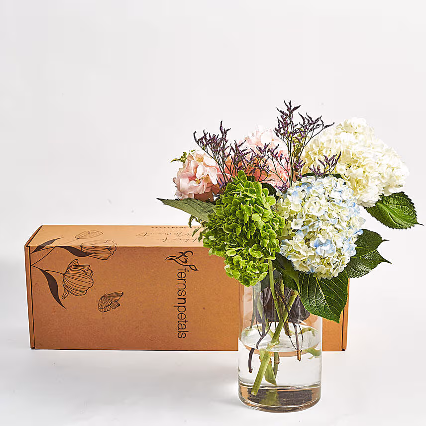 Premium Mixed Flowers Glass Vase