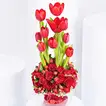 Forever with You: Elegant Red Floral Arrangement in Glass Vase