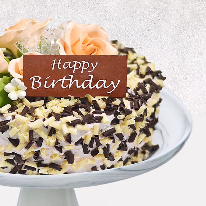 Chocolate and Vanilla Choco Chip Cake For Birthday