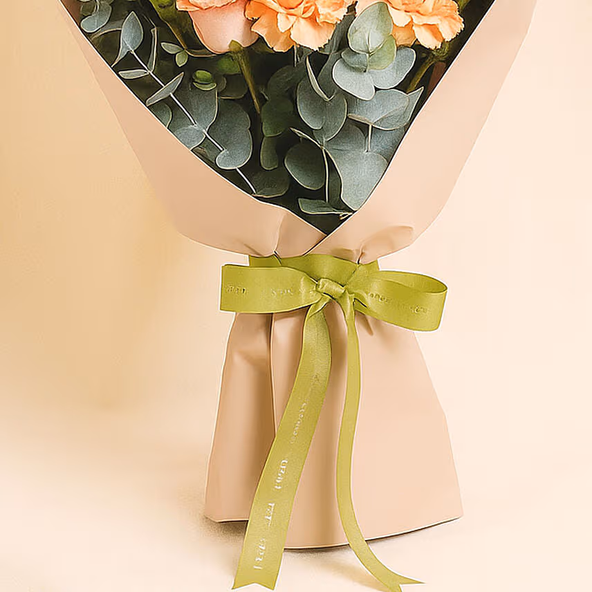Carnation and Cappucino Rose Bouquet