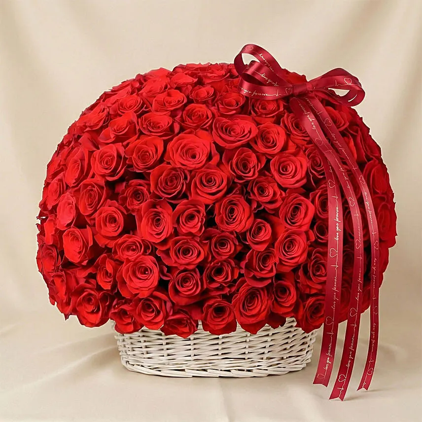 199 Red Roses Basket For Valentines