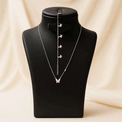Elegant Butterfly Blush Necklace and Bracelet Set - A Symbol of Transformation
