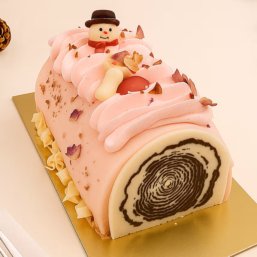 Rose n Lychee Christmas Log Cake - 400g