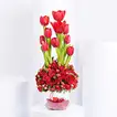 Forever with You: Elegant Red Floral Arrangement in Glass Vase