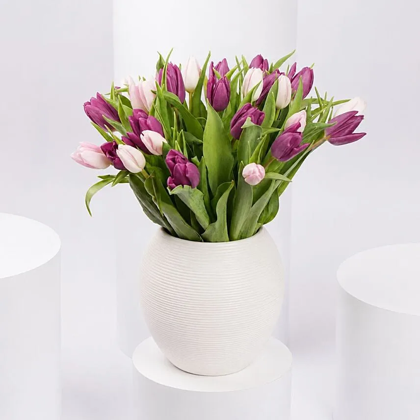 Mix Tulips in Premium Vase